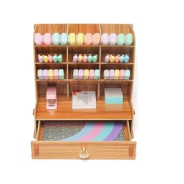 EXERZ Wooden Desk Organiser - Multifunction Desktop Tidy with Drawers. 5 Tiers, Spacious for Stationary, Office, Art Pen and Brushes, Paper and Mail. Wooden Storage Caddy.