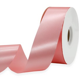 Pink Ribbon 1-1/2 Inch x 50 Yards Satin Ribbon Single Face Ribbon for Crafts, Gift Wrapping, Floral Bouquet, Weddings, and Decorations, with Spool