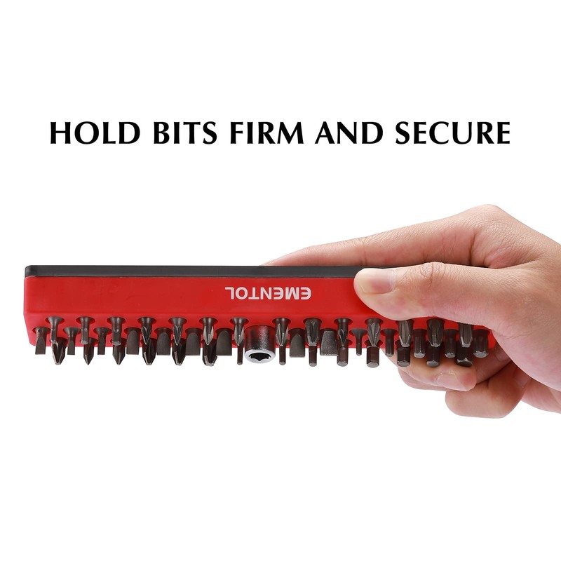 EMENTOL 1/4" Magnetic Bits Holder - Red, 43PCS Hole, Bit