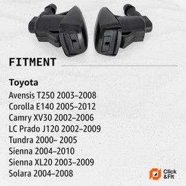 Click&Fit Windshield Washer Nozzles Extended Kit compatible with Toyota Sienna Tacoma Solara 2004-2010, Corolla 05-12, Camry Tundra 00-05 – Wiper sprayers, 2 Check valves, Rubber Hose, Connectors