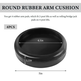 NYTKL 4PCS Round Rubber Arm Pads for Lift, 5 Inch Slip on # 5715017 Car Hoist Pad Replacement, Heavy Duty Slip Prevention Rolling Bridge Jack Pads for 2 Post & 4 Post Lifts