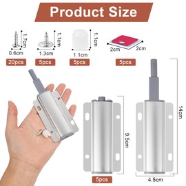 vsshe Pressure Door Opener Cabinet Push to Open Door Opener, Pack of 5 Cupboard Door Damper, Magnetic Door Catch Push, Doors Furniture Drawers Cabinet Door Magnetic Catch Pressure Door Opener, Push