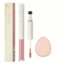 Natural Freckle Blush Pen, 2-in-1 Light Brown Liquid Freckle Stamp and Soft Pink Liquid Blush for Cheeks,Blushers for Cheeks Make Up,Powder B/lush,F/reckle Pen,Fake Freckles,Makeup B/lush