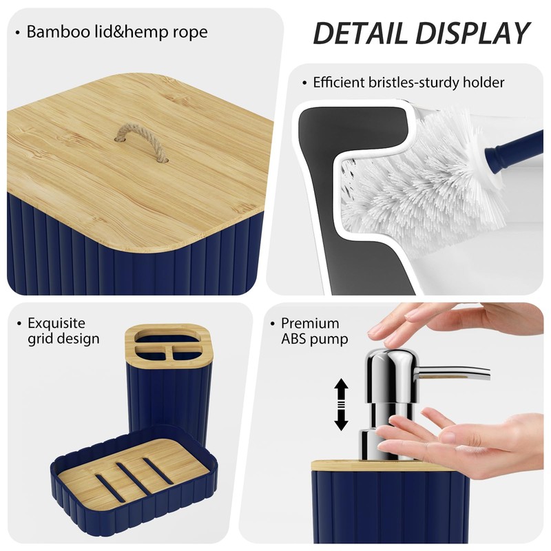InnJoey Bathroom Accessories Set - 10PC Bathroom Sets, Navy Blue