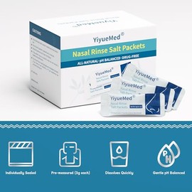Paquetes de sal de enjuague nasal, 60 unidades - Recambios de enjuague sinusal premedidos para olla Neti de 10.1 fl oz, botella de enjuague sinusal y 