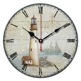 SWHONG Wall Clock Without Ticking Noises 12 Z0ll Classic Lighthouse Wall Clock Home Decorations