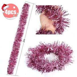 Bluelves Christmas Garlands, 4 Pieces Tinsel Christmas Tree, 2 m Tinsel Garland, Garland Christmas Tree, Christmas Decoration Tinsel for Christmas Tree, Christmas Party, Birthday Party Decoration