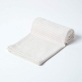 HOMESCAPES - 100% Organic Cotton Waffle Throw - Natural - 125 x 150 cm - Super Soft Combed Cotton