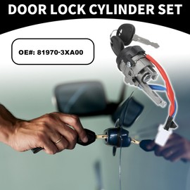 Partuto Ignition Lock Cylinder W/Keys No.81970-3XA00 - Car Ignition Switch Cylinder Lock Assembly - for Hyundai Elantra 2011-2015 Metal Silver Tone - Door Lock Cylinder 1 Set