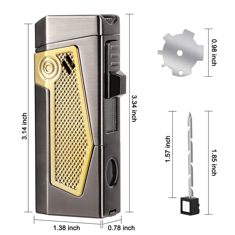Reetsing 4 Torch Jet Flame Lighter with Punch & Holder