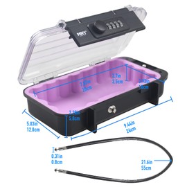 MRY Portable Safe Box Translucency Combination Security Case LockBox with Code Waterproof Anti-Theft Portable Lock Box with Removable Chain (Purple Color)
