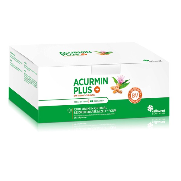 Turmeric Capsules High Dose by Acurmin Plus - Micellar Curcumin C14 Certified - Piperine Free 360.00