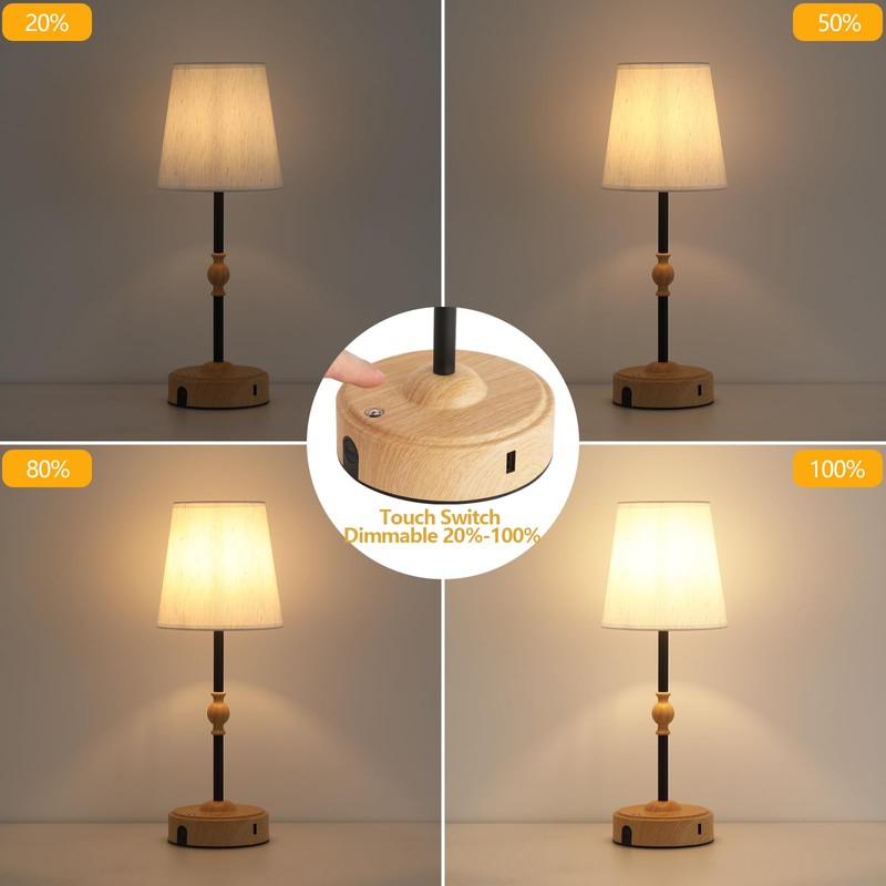 MEIXISUE Cordless Rechargeable Table Lamp with Dimmer,Portables Battery Operated Table