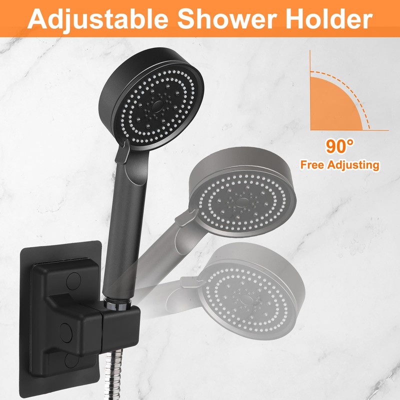 uxcell Shower Head Holder Strong Adhesive, Adjustable Handheld Shower Wand