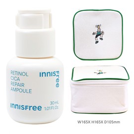Innisfree Retinol Cica Trace Ampoule 30ml+Play Green Cosmetic Pouch (Green) / 이니스프리 레티놀 시카 흔적 앰플 30ml+플레이그린 화장품 파우치 (그린)