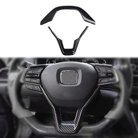 BoxCheer 2PCS Steering Wheel Cover for 10th Gen Honda Accord LX Sport EX-L Touring Sedan Hybrid 2018-2022 Steering Wheel ABS Plastic Trim Interior Decoration Accessories - Black Carbon Fiber Pattern