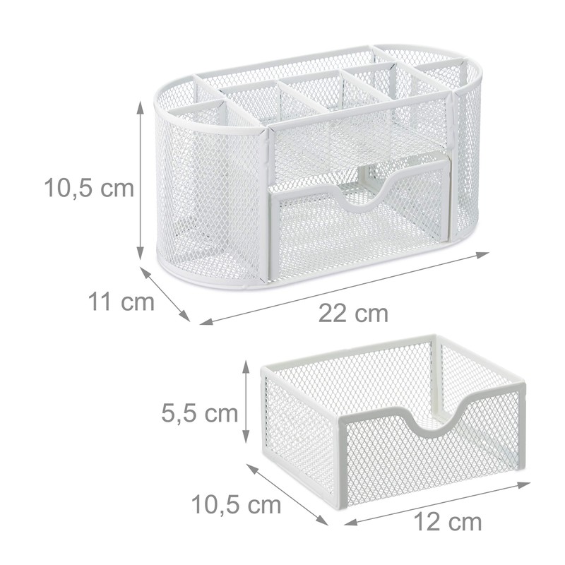 Relaxdays Desk Organiser, Modern Look, Metal Mesh, Total Dimensions: H