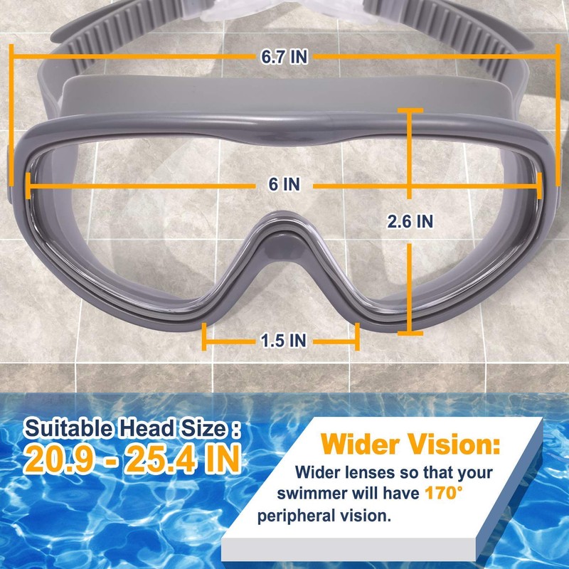 EasYoung Adult Swim Goggles, 2-Pack Wide View Swim Goggles for