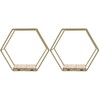 STOBAZA 2 Pack Hexagonal Wall Mounted Gold Shelves Wall Decor