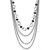 COOLSTEELANDBEYOND Silver Black Long Statement Necklace, Layered Waterfall Chains with