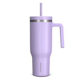 Hydrapeak Voyager - Vaso térmico de 40 onzas con asa y tapa con popote, vasos aislados de acero inoxidable, taza de viaje para bebidas frías y calientes, termo de viaje (lavanda)