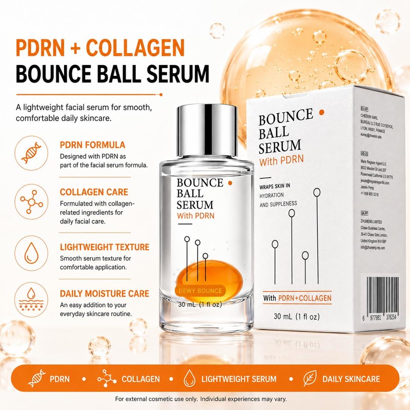 PDRN Bounce Ball Collagen Serum, Hydrating Facial Skin Care Essence