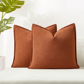 JUSPURBET Rust Herringbone Textured Throw Pillow Covers 22x22 inch Set of 2 for Home Decor Living Room Couch Bed Decorative Soft Luxury Chenille Cushion Case with Invisible Zipper