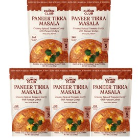 The Cumin Club's Instant Paneer Tikka Masala - Authentic Indian Meal with Regional Flavors, Ready to Eat in Just 5 Minutes - Pack of 5 Pouches for Convenient and Delicious India Cuisine at Home