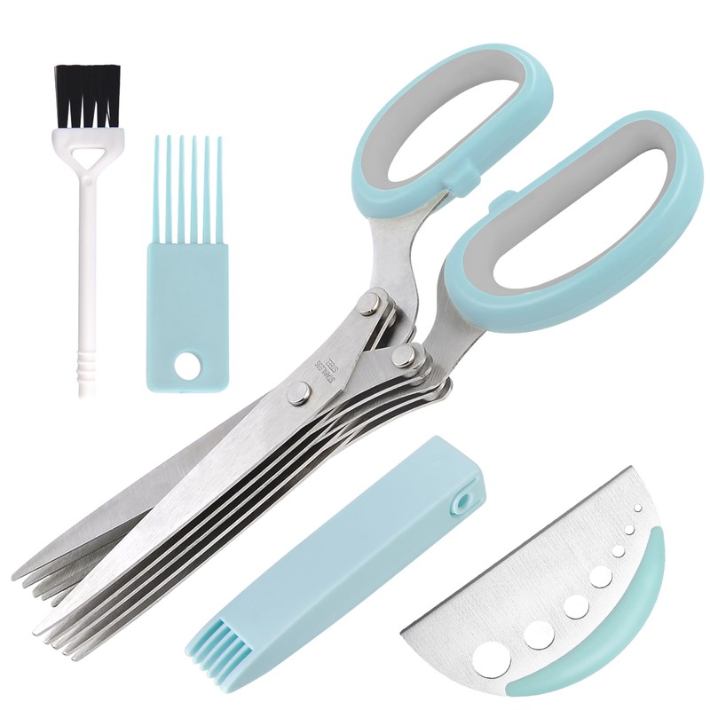 Herb Scissors 5 Blade Kitchen Salad Scissors Set with Herb