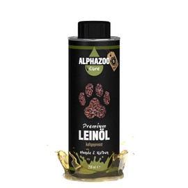 alphazoo Premium Leinöl Hunde, Katzen & Nager 250 ml I Mit Omega-3 & Omega-6-Fettsäuren I Kaltgepresst, natürlich rein I Für Fellpflege & Verdauung
