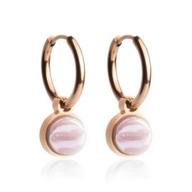 Roségold Gold Ohrringe Creolen mit Anhänger zum Wechseln • Edelstahl Ohrhänger mit Charm in rosa • nickelfrei & wasserfest • MIX AND MATCH • Ø 16 mm