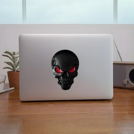 3D Skull Car Decal with Red Eyes, 2-Pack Waterproof Vehicle Stickers for Cars, Trucks, Laptops#c018