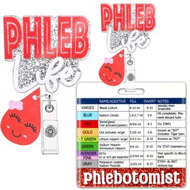 SEEVOR Phlebotomist Badge Buddy with Phlebotomy Badge Reel Retractable Nursing ID Clip for Nurses Students (Red)