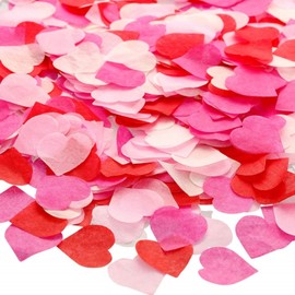 Heart Confetti Colourful 60 g, Large 5000+ Pieces, 2.5 cm Confetti Large Birthday, Multicoloured Heart Scatter Decoration, Paper Confetti for Birthday, Wedding, Party Decoration (Red + Pink + Peach)