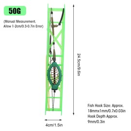 2 Pack Fishing Hooks Carp, Fishing Feeder Cage Fishing Feeder Bait Cage Spring Holder with Metal Sinker for Fish Carp(50g) Fishing line