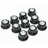 KAISH 10x Guitar Mini Effect Pedal Knobs 6mm Black w/Silver