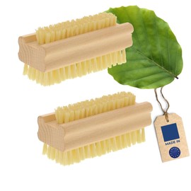 2 x HOFMEISTER® Nail Brush, 9.5 cm, Hygienic Cleaning of Hands & Fingernails, Gentle on Skin, Fibre Natural Bristles, for Manicure, Pedicure & Hand Care, EU Wooden Hand Wash Brush