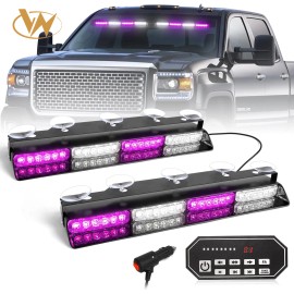 Emergency Dash Strobe Lights Purple White Security Light 48 LED Safety Flashing Warning Hazard Interior Windshield Light BarLight Color: Red/white, Rated Power: 48, Beam Angle: Spot