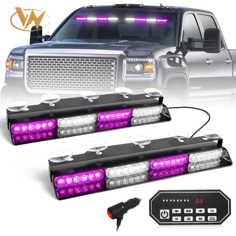 Emergency Dash Strobe Lights Purple White Security Light 48 LED
