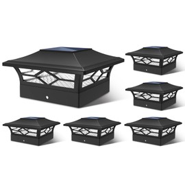 JOFIOS Solar Post Cap Lights Outdoor 6pack, Waterproof Solar Powered Deck Fence Post Lights for 4x4 Wood/Vinyl Posts, Solar Outdoor LED Light with Cool/Warm Lighting Decorate Garden Patio Porch…