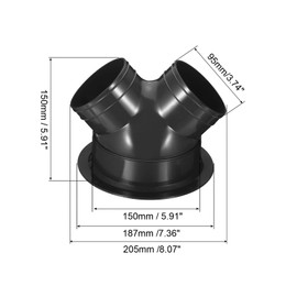 PATIKIL 3 Way Duct Splitter, 4"x4"x6" Y Reducer Connector Air Vent Duct Hose Exhaust Pipe Adapter with Flange for Dryer Exhaust Fan Vent Systems HVAC, Black