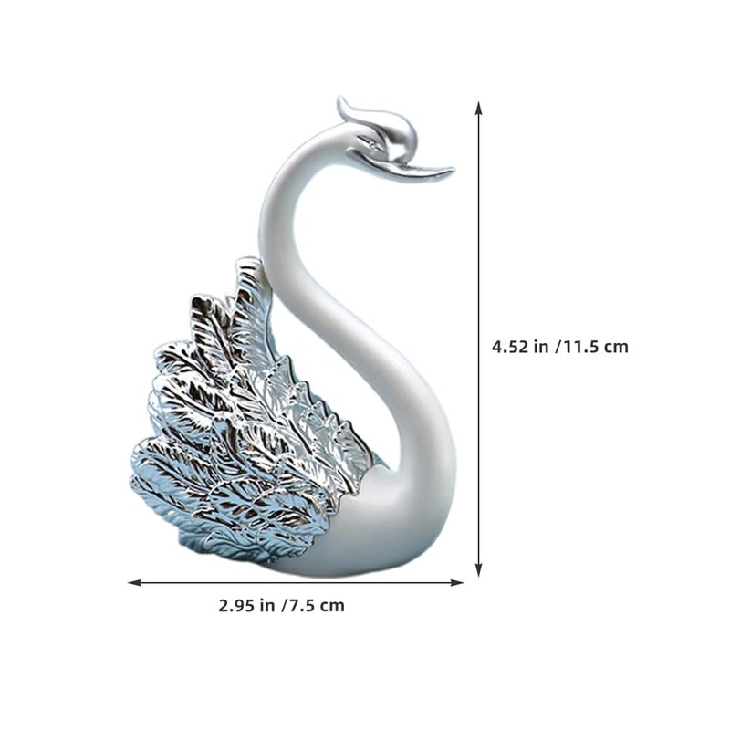 SEWACC 2pcs Couple Swan Ornaments, Mini Swan Figurines for Home