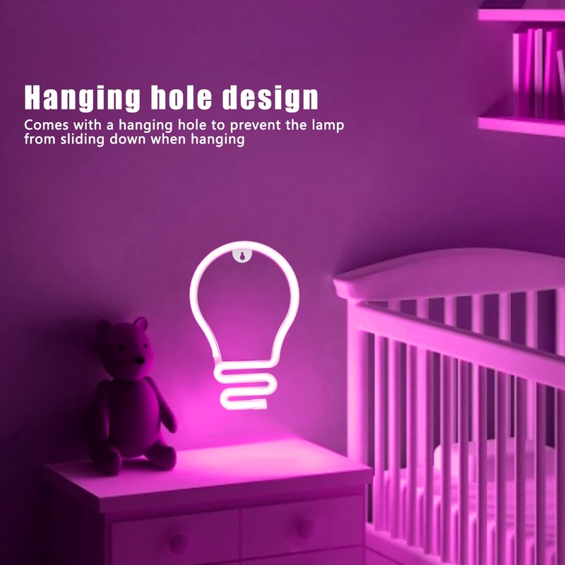 Bulb Shape Neon Light LED Sign for Wall Decor Party