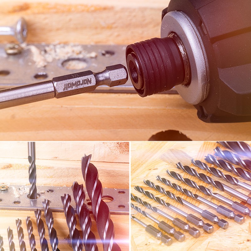 NordWolf 12-Piece Brad Point Wood Drill Bit Set for Carpenter