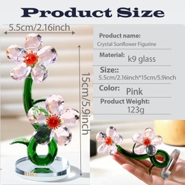 Crystal Flower Figurine, K9 Crystal Bloom Ornament,Mini Glass Gift