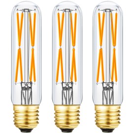 T10 Led Bulb 8W Dimmable E26 Led Tubular Bulbs Soft White 3000K E26 Light Bulbs 75 Watt Incandescent Bulb Soft White Equivalent Clear Glass E26 Base Lamp Bulb for Cabinet Display Cabinet etc,3 Pack.