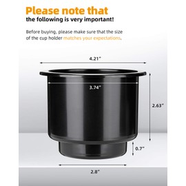 JoyTutus Cup Holder Insert 2pcs for RV Boat Car Couch Golf Cart, Elegant Chrome, Large Plastic Universal Drop in Cup Holder for Pontoon Table Sofa