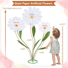 JoyHue 5.6 Ft Large Artificial Paper Flowers Decoration Giant Flowers Decor for Birthday Party Garden Office Home Wedding Wall Graduation Shop Window Display Baby Shower