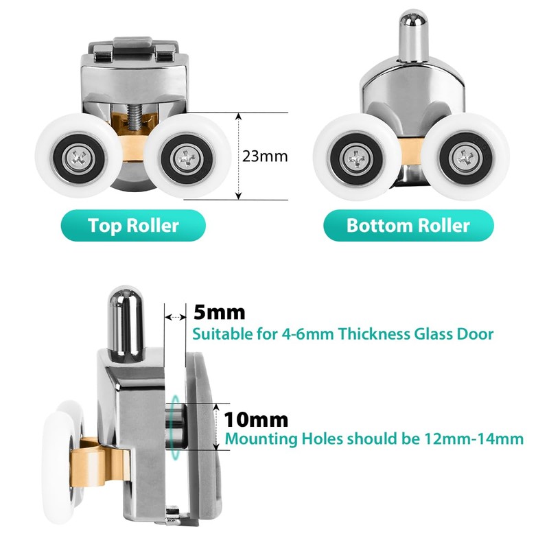 8 Pieces Shower Door Wheels Curved Shower Door Rollers Replacement