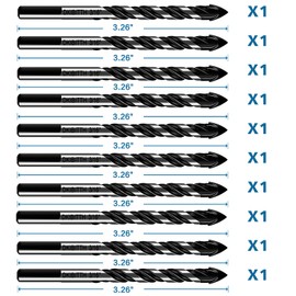 10-Piece 3/16" Masonry Drill Bits for Tile Glass Ceramic Wall Brick Stone Soft-Metal Wood, 1/4 Inch Concrete Drill Bits Cement Drill Bit Set, 3-Flat Shank, YG8 Carbide Tungsten Steel Alloy Tip 5mm